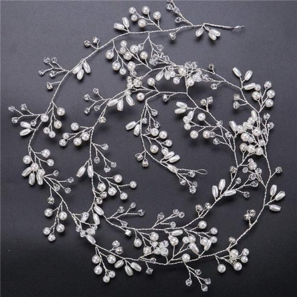 Denifery Bridal Rose Gold and Gold Silver Extra Long Pearl and Crystal Beads Bri main image 5